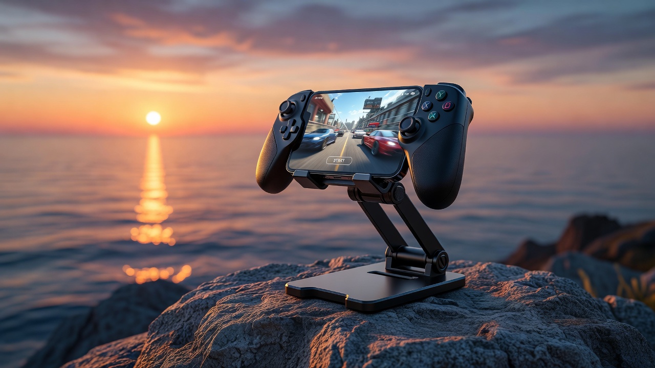 Phone holder and stand used outdoors for gaming